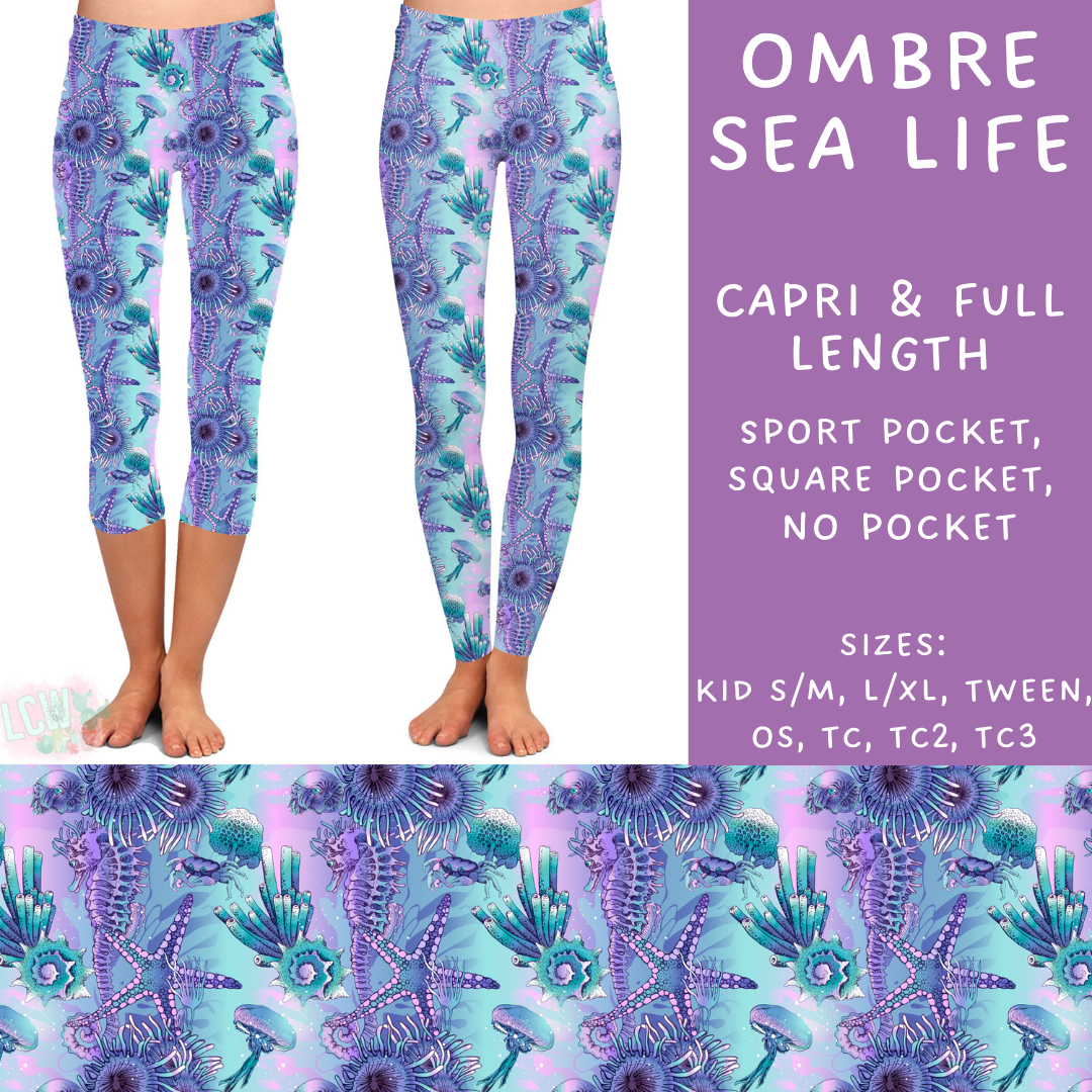 Batch #530 - Sea Life - Closes 5/15 - ETA mid July - Ombre Sea Life Full and Capri Length Leggings