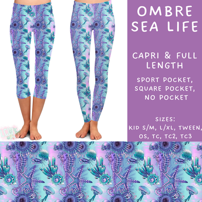 Batch #530 - Sea Life - Closes 5/15 - ETA mid July - Ombre Sea Life Full and Capri Length Leggings