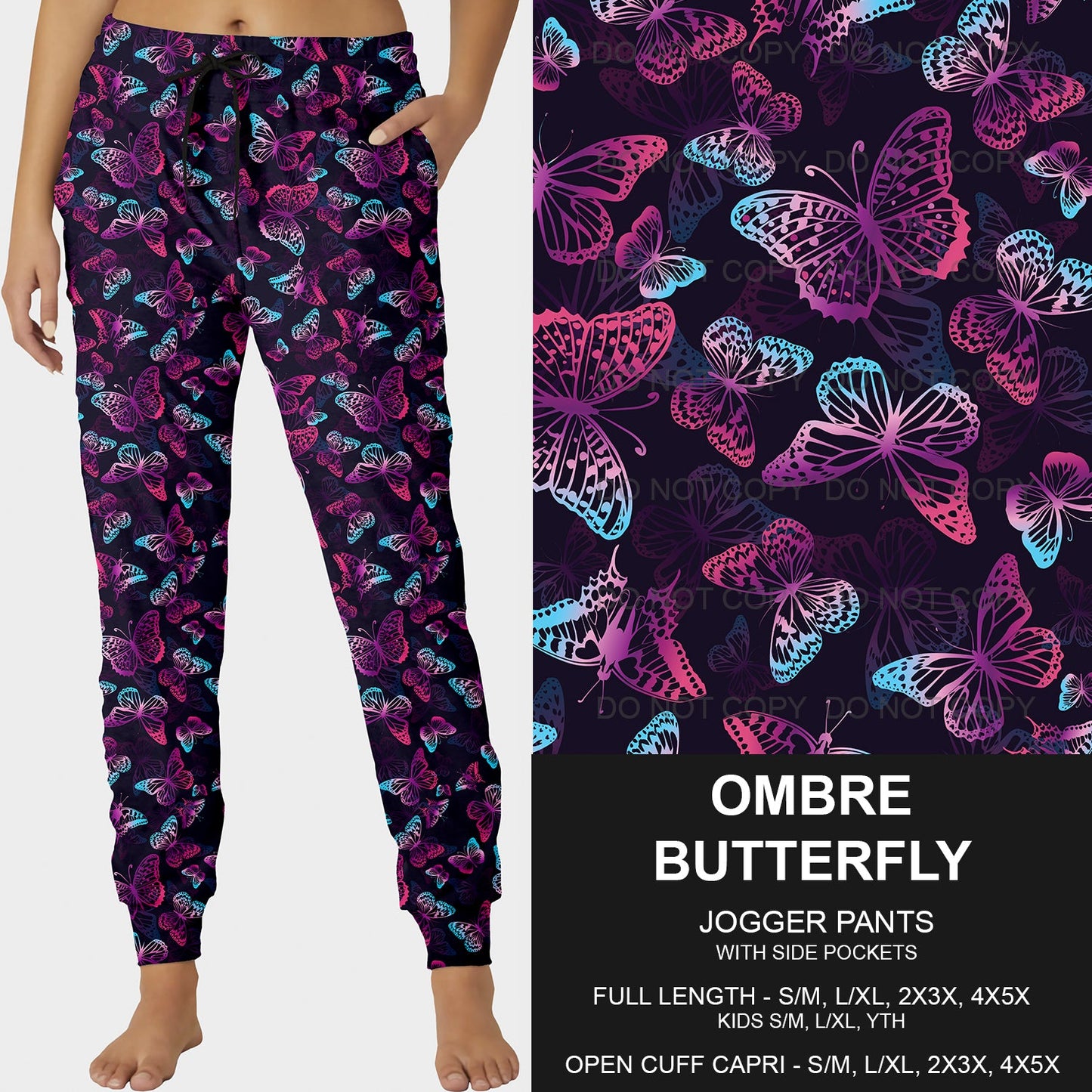 B206- Preorder Ombre Butterfly Joggers (Closes 1/19. ETA: mid April)