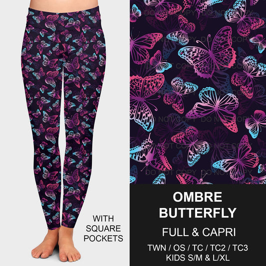 B206 - Preorder Ombre Butterfly Leggings w/ Pockets (Closes 1/19. ETA: mid April)