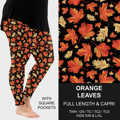 B305 - Preorder Orange Leaves Leggings w/ Pockets (Closes 8/02. ETA: early Oct.)