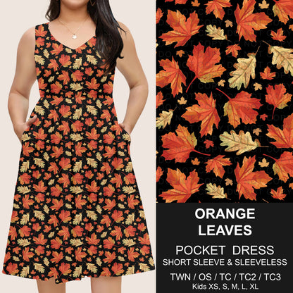 B302 - Preorder Orange Leaves Pocket Dress (Closes 7/24. ETA: early Oct)
