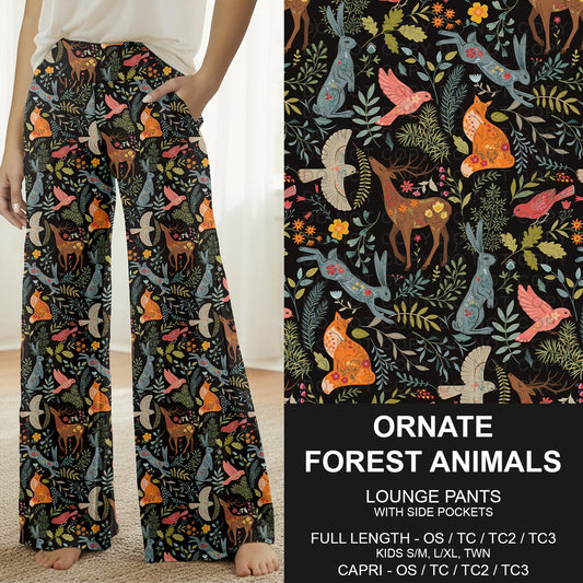 B296 - Preorder Ornate Forest Animals Lounge Pants (Closes 6/21. ETA: late Aug.)