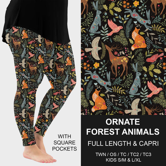 B296 - Preorder Ornate Forest Animals Leggings w/ Pockets (Closes 6/21. ETA: late Aug.)