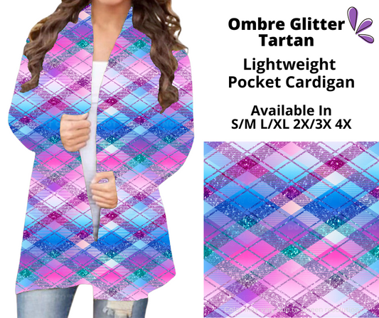 Preorder! Closes 3/5. ETA June. Ombre Glitter Tartan Pocket Cardigan