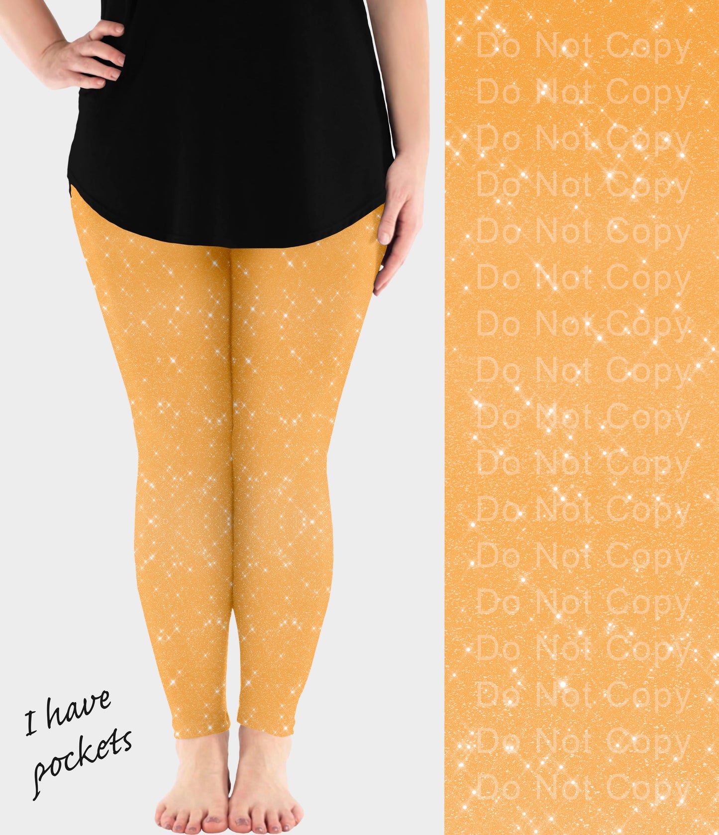 RTS - Orange Sparkle Leggings w/ Pockets