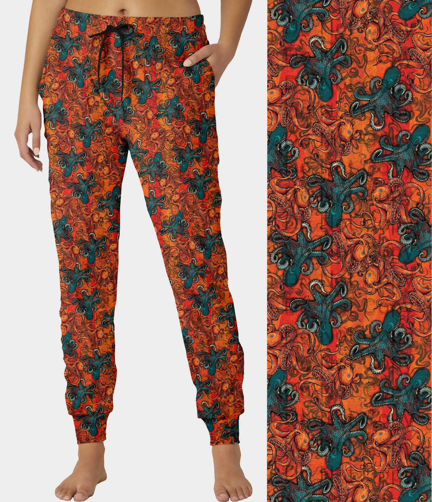 RTS - Orange and Teal Octopus Joggers