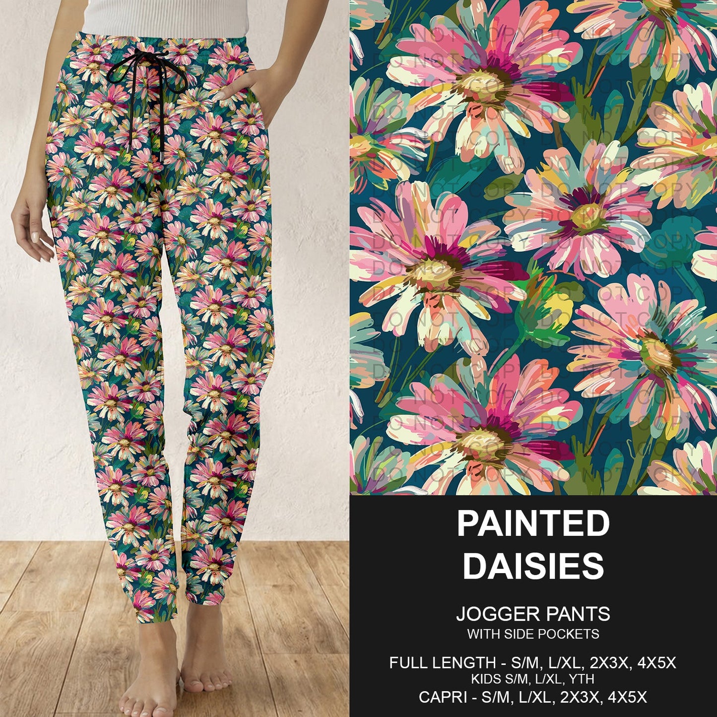 B309 - Preorder Painted Daisies Joggers (Closes 8/23. ETA: late Oct.)