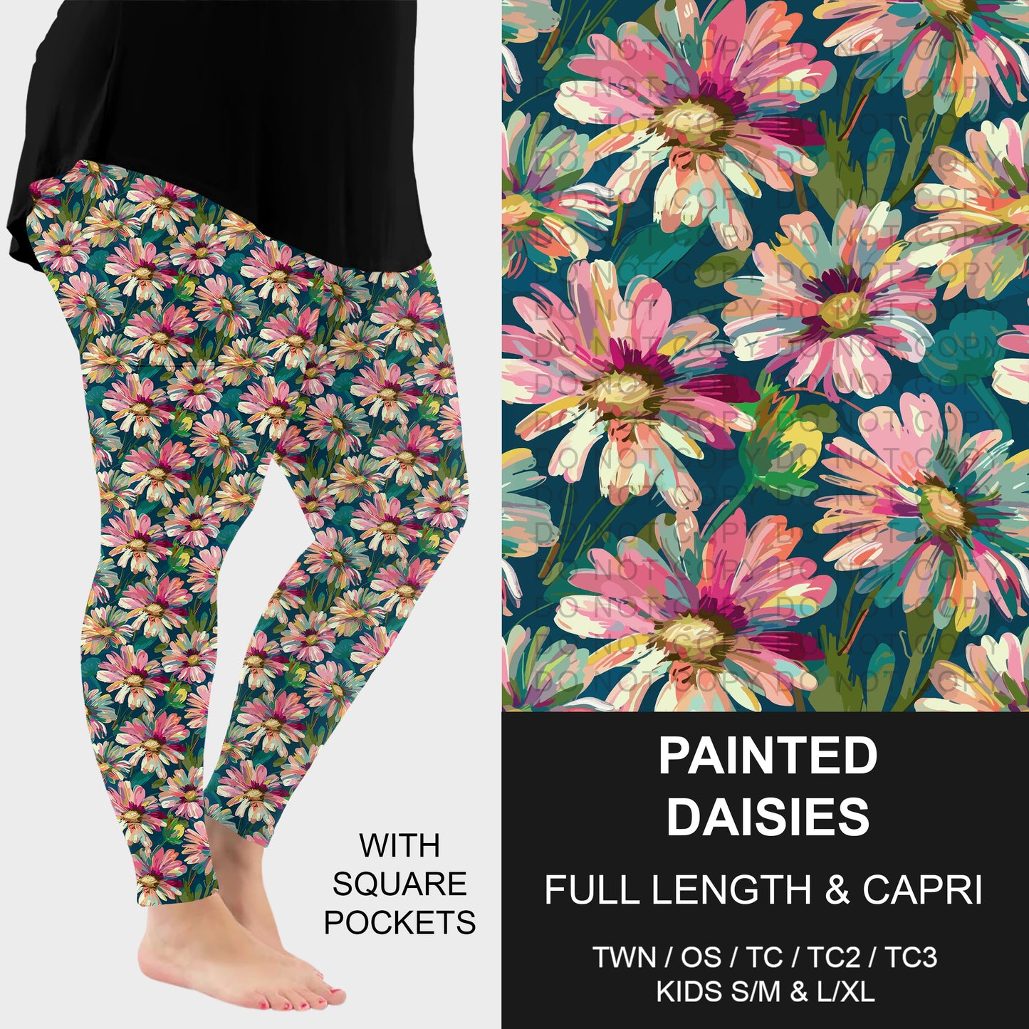 B309 - Preorder Painted Daisies Leggings w/ Pockets (Closes 8/23. ETA: late Oct.)