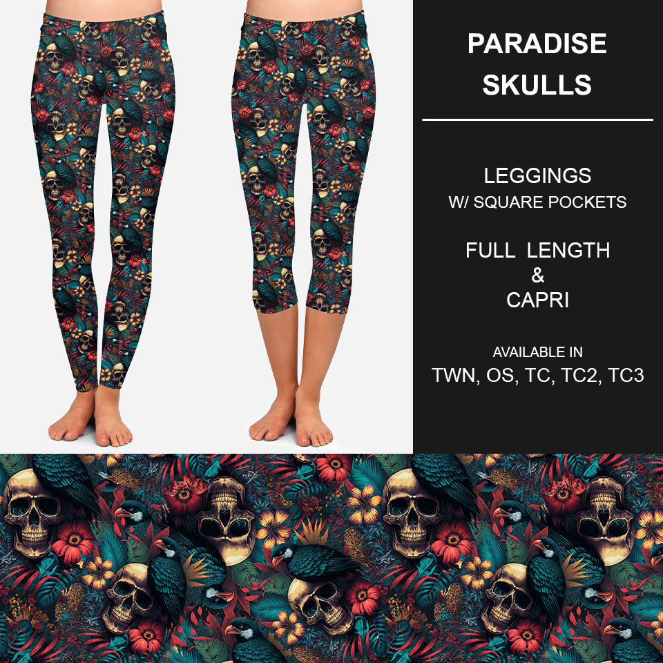 RTS - Paradise Skulls Leggings w/ Pockets