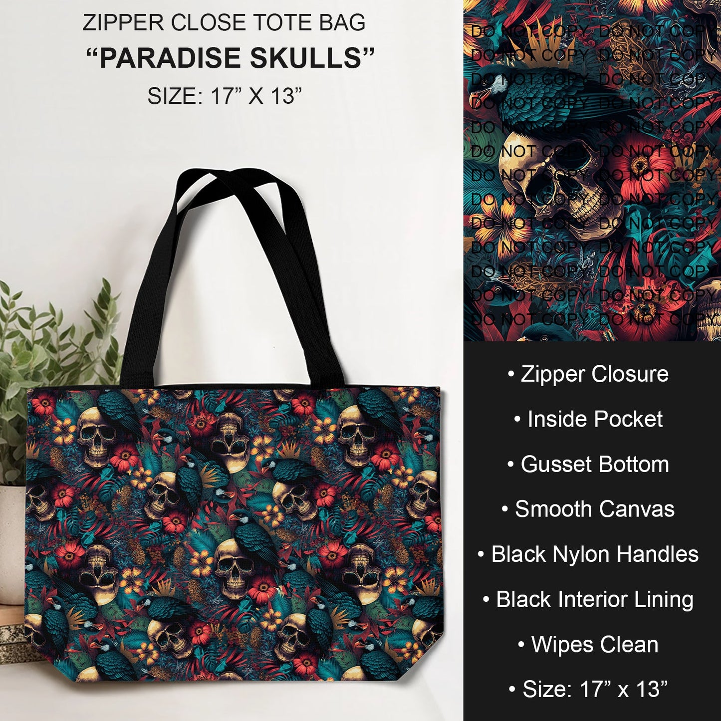 B232 - Preorder Paradise Skulls Tote Bag (Closes 6/04. ETA: late July)