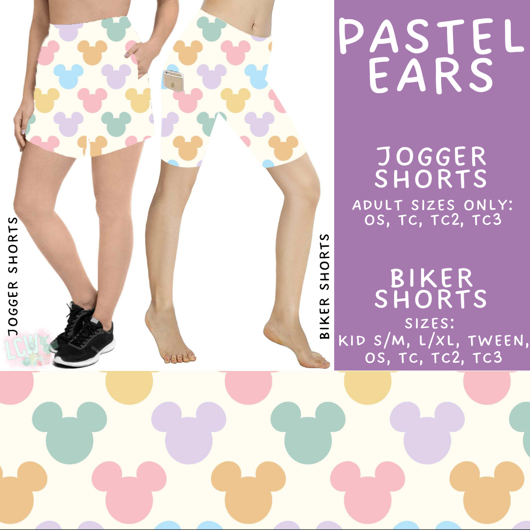 Batch #552 - Magical Faves 22 - Closes 7/6 - ETA early Sept - Pastel Ears Biker & Jogger Shorts