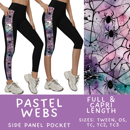 Batch #568 - Halloween Spooky Sets 3 - Closes 8/12 - ETA early October - Pastel Webs Pattern Side Pocket Capris & Leggings