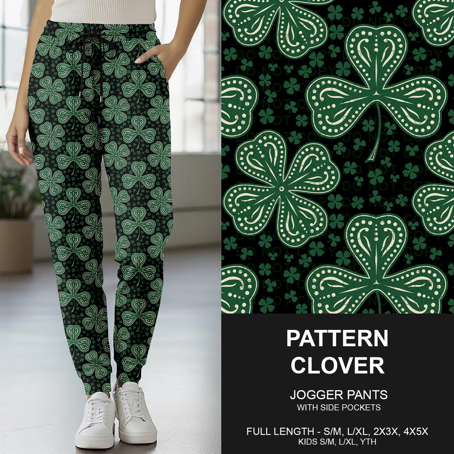 B268 - Preorder Pattern Clovers Joggers (Closes 12/28. ETA mid Feb.)