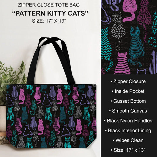 B232 - Preorder Pattern Kitty Cats Tote Bag (Closes 6/04. ETA: late July)