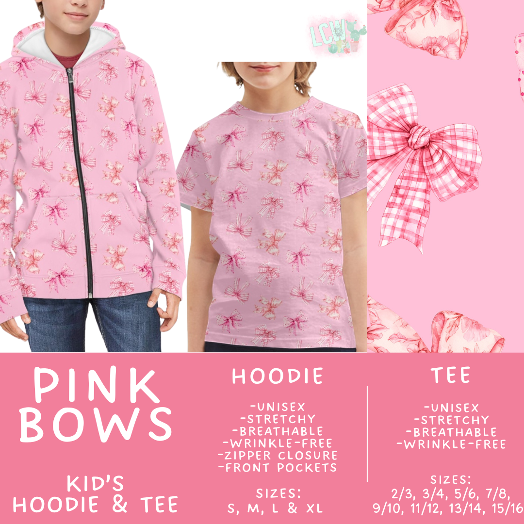 Batch #563 - Made for Play Collection - Closes 7/31 - ETA late Sept - Pink Bows Kid's Unisex Hoodie & Tee