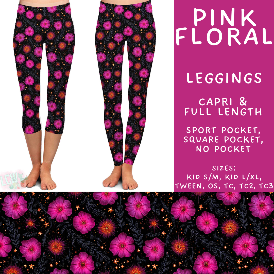 Batch #561 - June Request Run - Closes 7/27 - ETA late Sept - Pink Floral Full and Capri Length Leggings