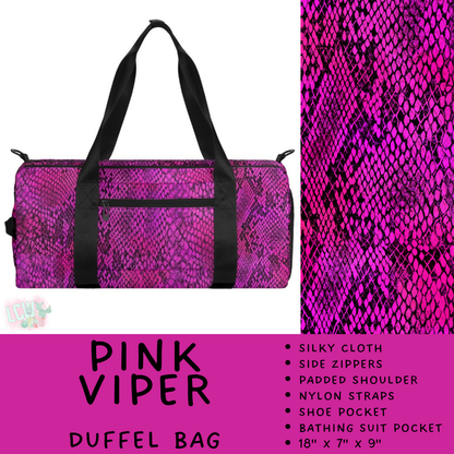 Batch #609 - Travel Collection 2 - Closes 11/6 - ETA early Jan - Pink Viper Duffel Bag