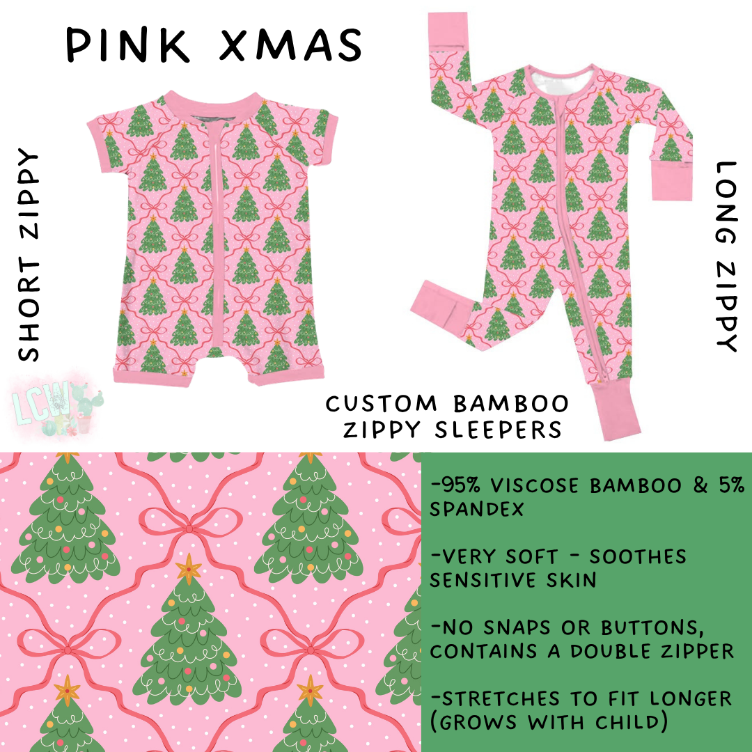 Batch #593 - Little Dreamers Christmas 3 - Closes 10/2 - ETA late Nov - Pink Xmas Short and Long Zippy Sleeper