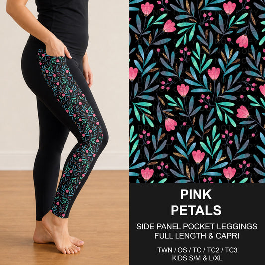 B317 - Preorder Pink Petals Side Panel Pocket Leggings (Closes 10/18. ETA: late Dec.)