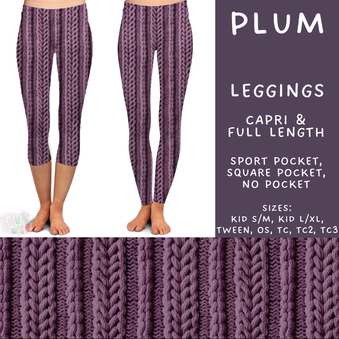Batch #596 - Sweater Weather - Closes 10/9 - ETA early Dec - Plum Full and Capri Length Leggings