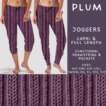 Batch #596 - Sweater Weather - Closes 10/9 - ETA early Dec - Plum Full and Capri Length Joggers