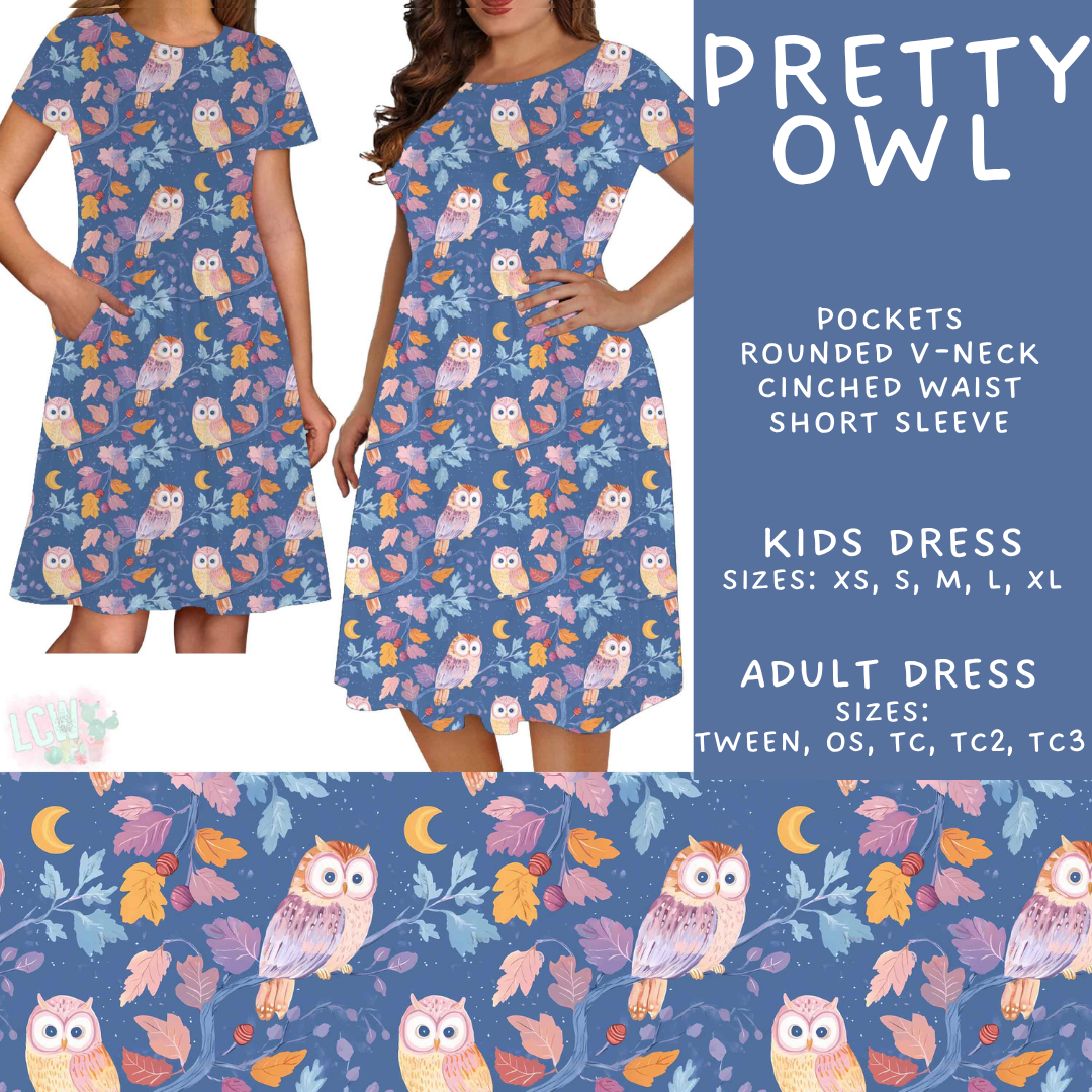 Batch #589 - August Request Run - Closes 9/23 - ETA mid/late Nov - Pretty Owl Adult & Kids Dresses