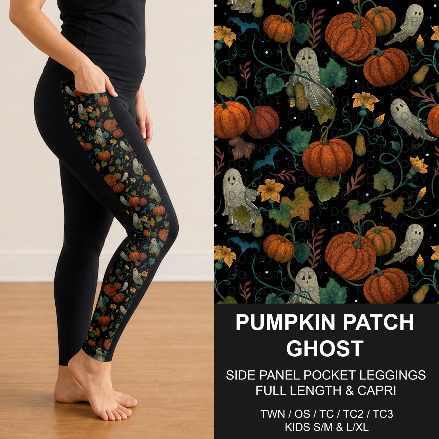 B299 - Preorder Pumpkin Patch Ghost Side Panel Pocket Leggings (Closes 7/12. ETA: mid Sept.)
