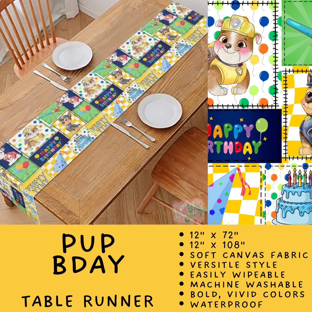 Batch #602 - Table Runners & Placemats - Closes 10/23 - ETA mid Dec - Pup Bday Table Runner