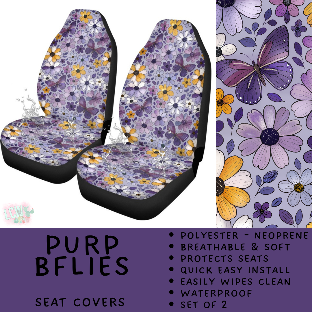 Batch #554 - Car Accessories 3 - Closes 7/10 - ETA early/mid Sept - Purp BFlies Vehicle Seat Covers