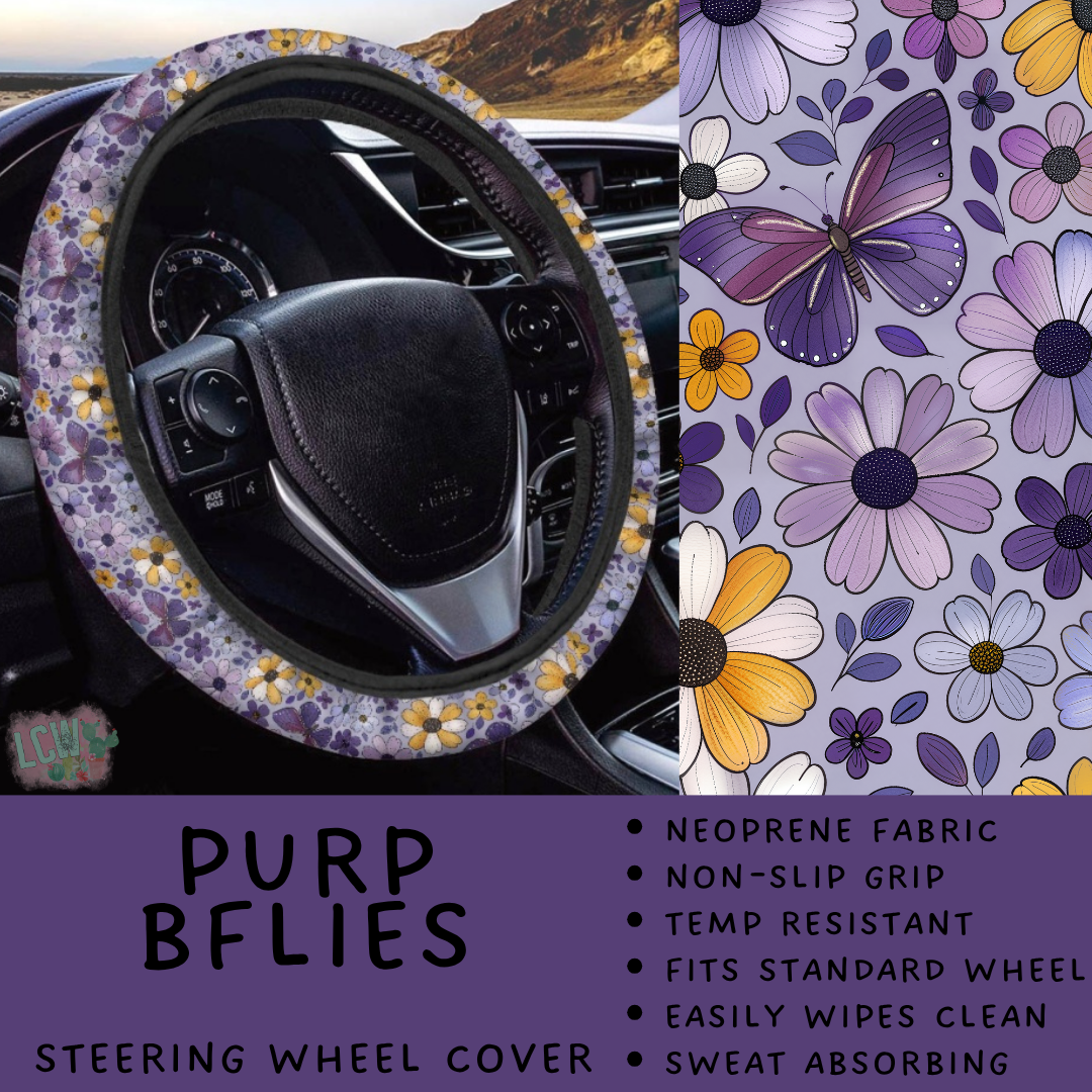 Batch #554 - Car Accessories 3 - Closes 7/10 - ETA early/mid Sept - Purp BFlies Steering Wheel Cover