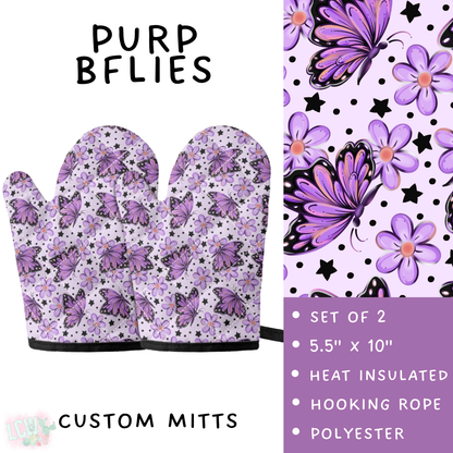 Batch #476 - Bake Off - Closes 1/16 - ETA early/mid March - Purp BFlies Oven Mitts