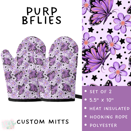 Batch #476 - Bake Off - Closes 1/16 - ETA early/mid March - Purp BFlies Oven Mitts