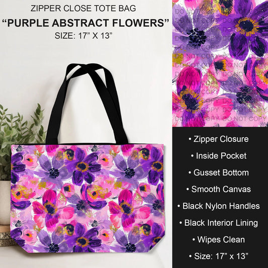B232 - Preorder Purple Abstract Flowers Tote Bag (Closes 6/04. ETA: late July)