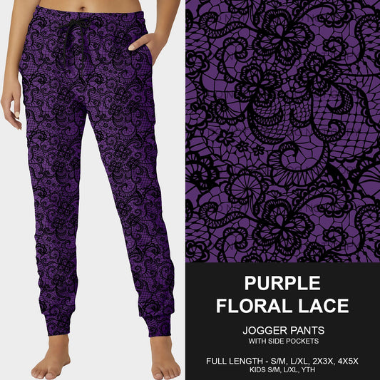 B215 - Preorder Purple Floral Lace Joggers (Closes 3/02. ETA mid May)