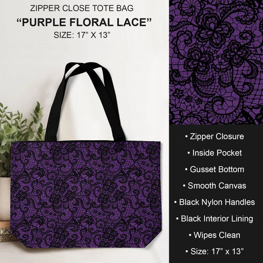 B232 - Preorder Purple Floral Lace Tote Bag (Closes 6/04. ETA: late July)