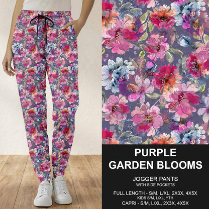 B293 - Preorder Purple Garden Blooms Joggers (Closes 5/31. ETA: early Aug.)