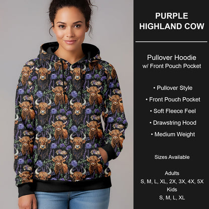 B266 - Preorder Purple Highland Cow Pullover Hoodie (Closes 12/17. ETA late Feb.)