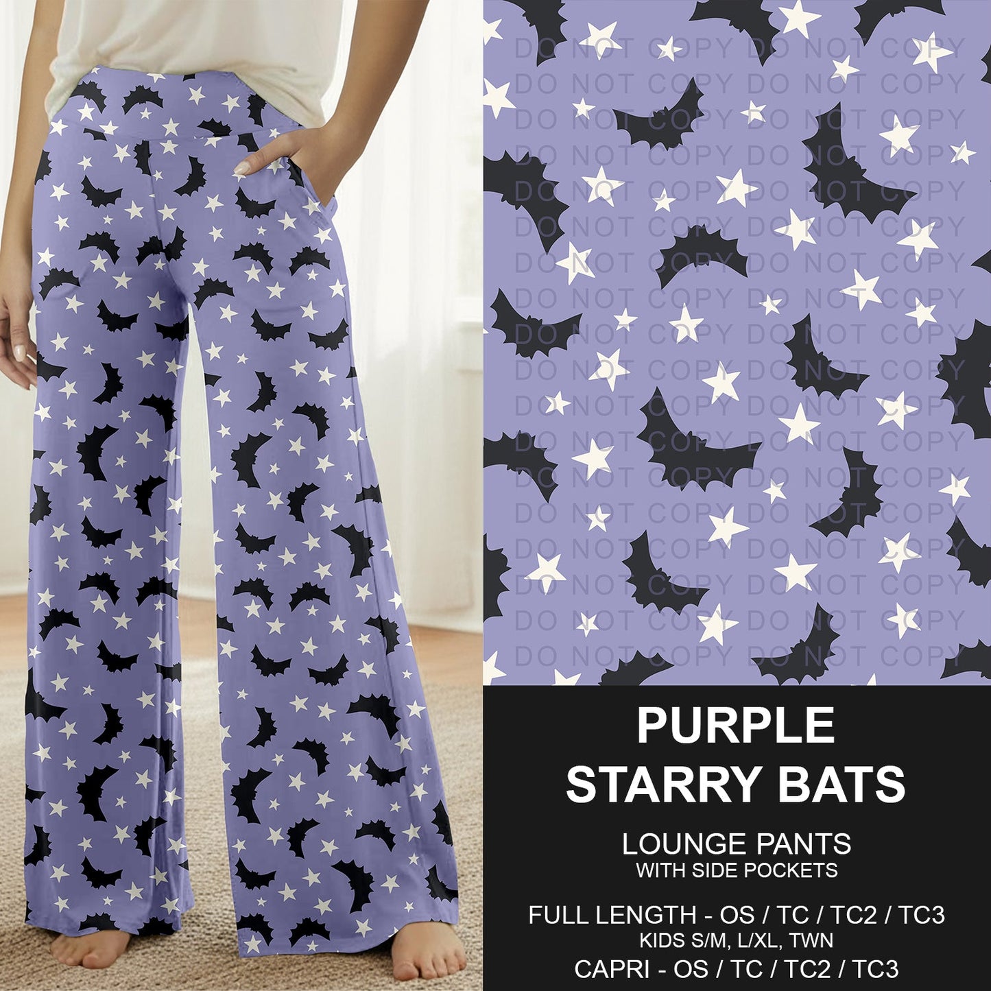 B307 - Preorder Purple Starry Bats Lounge Pants (Closes 8/02. ETA: early Oct.)