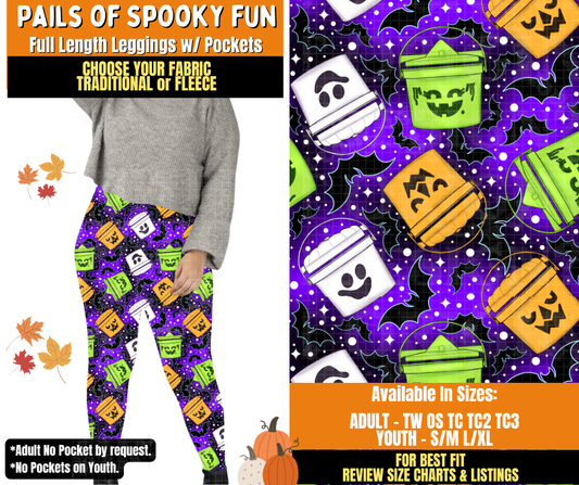 Preorder! Closes 7/16. ETA Oct. Pails of Spooky Fun Leggings Choose Fleece or Traditional