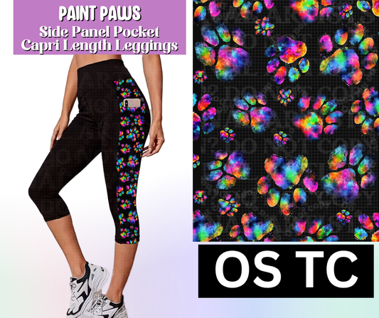Paint Paws Side Panel Pocket Capri Length Leggings