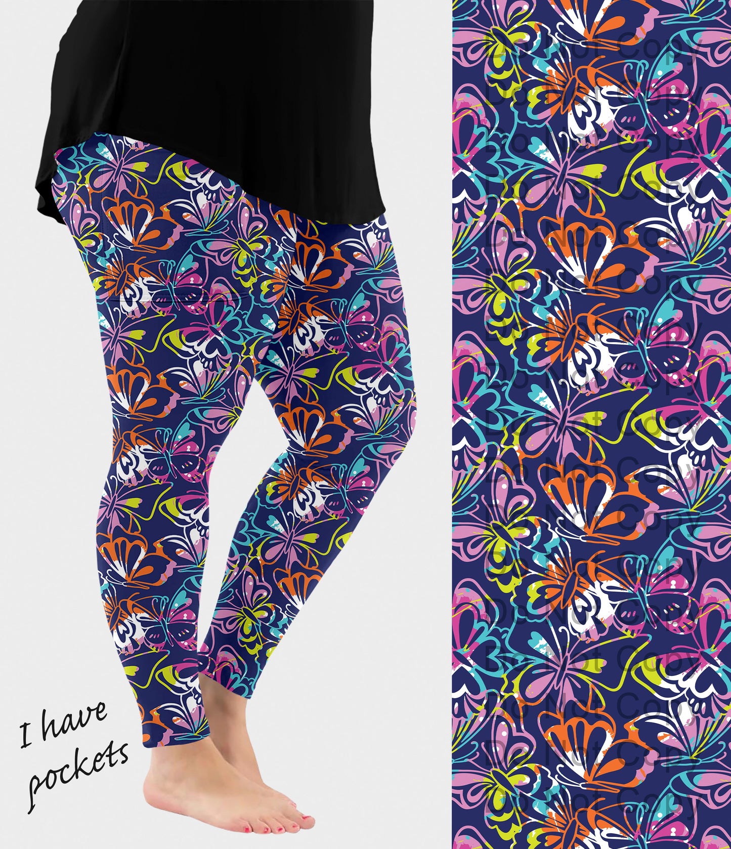 RTS - Painted Butterflies Leggings with Pockets