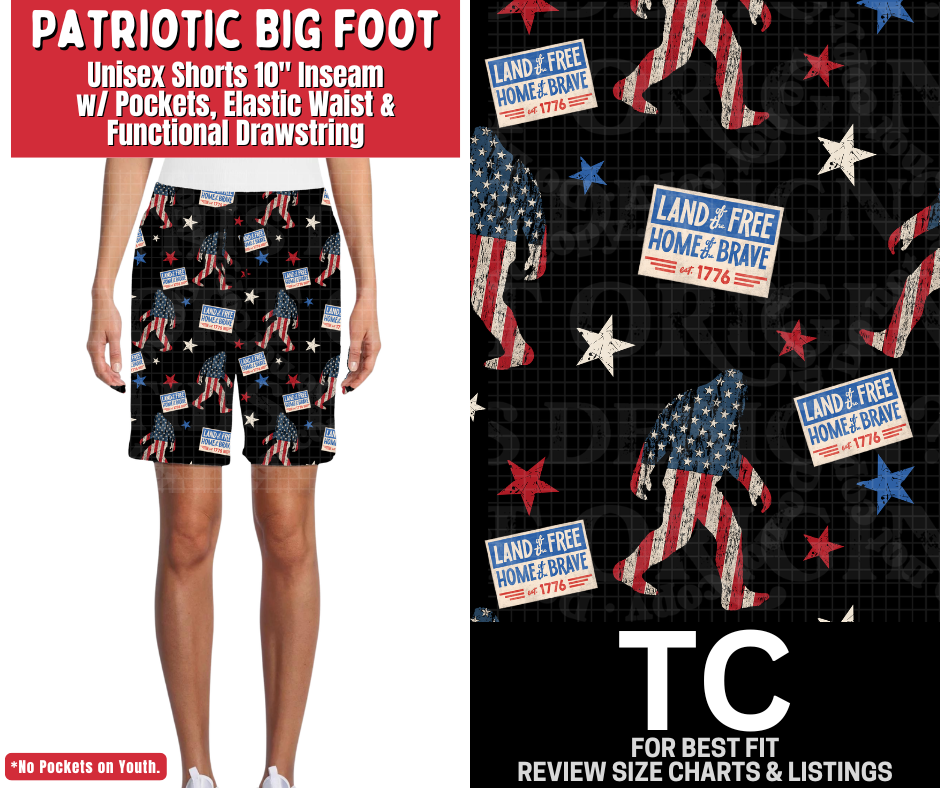 Patriotic Big Foot Unisex Shorts