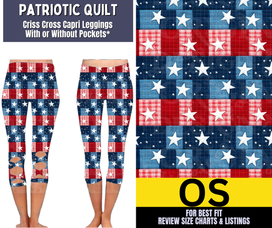 Patriotic Quilt Criss Cross Capri w/ Pockets