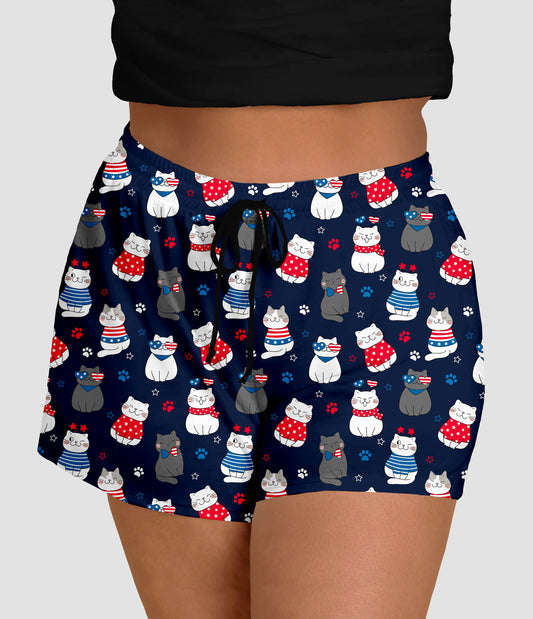 RTS - Patriotic Cats Jogger Shorts