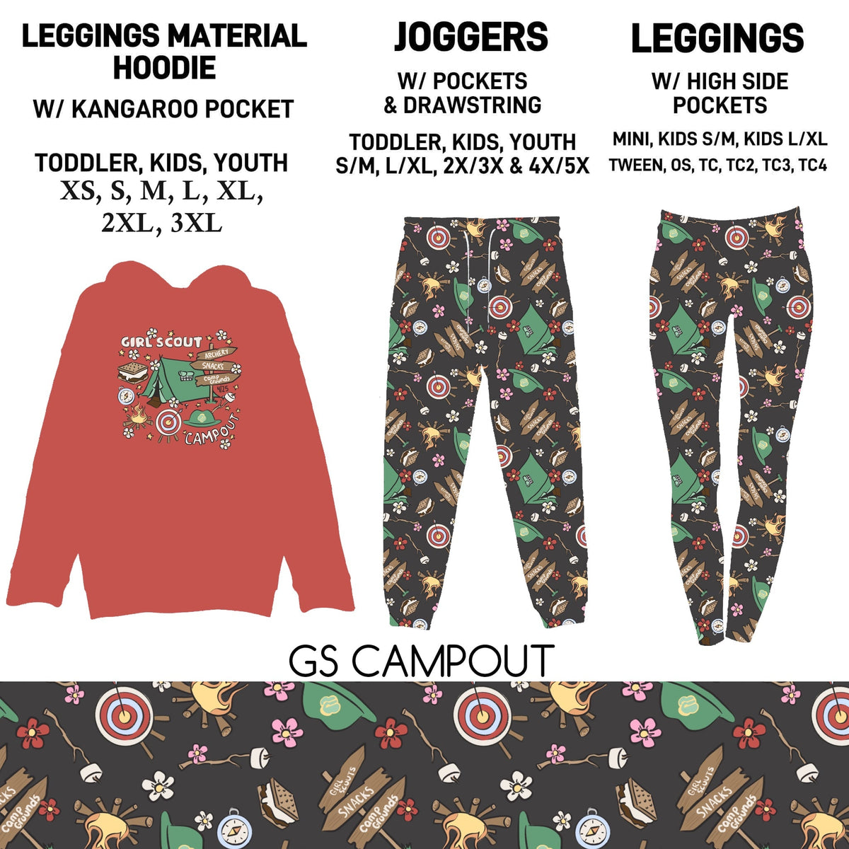 HDT1 - GS Campout Leggings Material Hoodie/Leggings/Full Joggers - Preorder Due 10/25 ETA: Late Dec