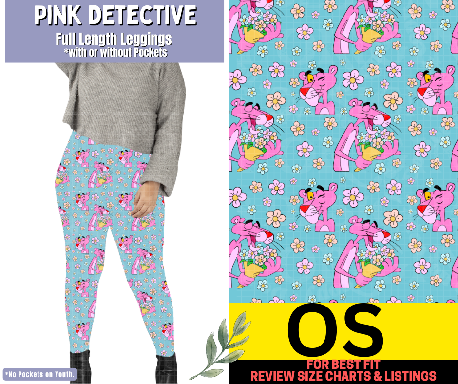 Pink Detective Full Length Leggings w/ Pockets