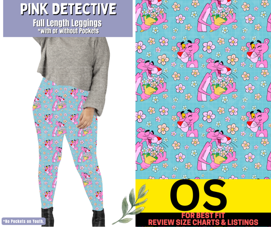 Pink Detective Full Length Leggings w/ Pockets
