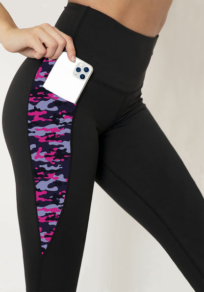 RTS - Pink and Purple Camo Leggings w/ Triangle Sport Pockets
