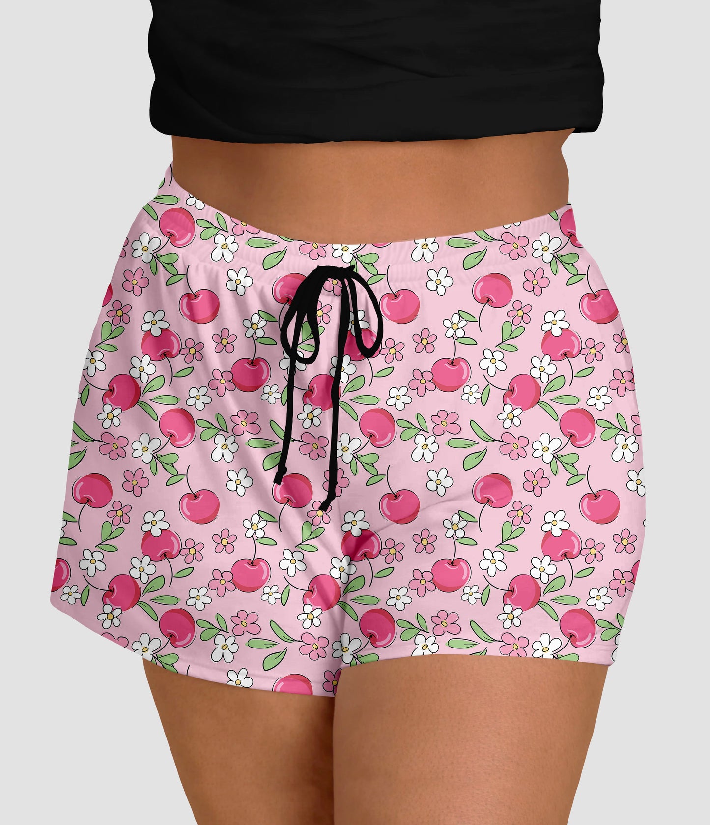 RTS - Pink Cherry Blossom Jogger Shorts with Pockets
